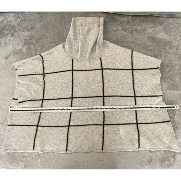 Charter Club Cashmere Cowl Neck Poncho Sweater Grey Windowpane Size 2X/3X FA19 - Picture 11 of 13